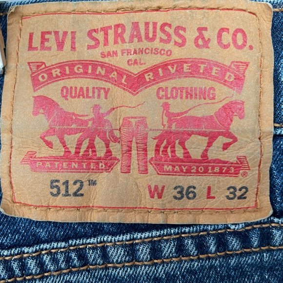 Levis 512 Premium Mens Denim Dark Slim Taper Jeans Unfinished Seams 36x32 - Picture 5 of 9